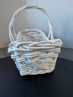 Pair of White Woven Wicker Baskets