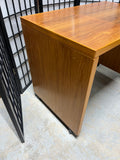 Petite Teak Veneer Desk on Casters