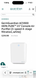 Guardian Technologies GermGuardian AC5900 HEPA PURE Console Allergen & Odor Reducing Air Purifier