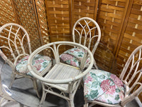Wicker & Glass Dining Table with (4) Chairs