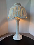 White Wicker Table Lamp (WORKS)