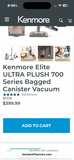 Kenmore Elite Ultra Plush 700 Series Canister Vacuum with Crevice Attachment (WORKS)