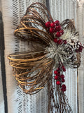 Grapevine Christmas Bow Decor