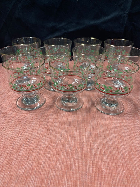 Set of 11 Holly Berry Glasses/Dessert Cups