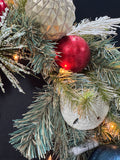 Shells & Ball Ornaments Faux Fir Beachy Christmas Wreath with Lights (WORKS)