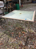 Square Aluminum Patio Table W/Glass Top
