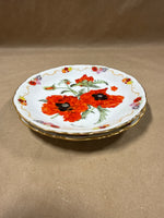 Pair Of Poppy Floral Decorative Plates