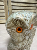 Cream Gold Owl With Orange Eyes Candle / Unused (C)