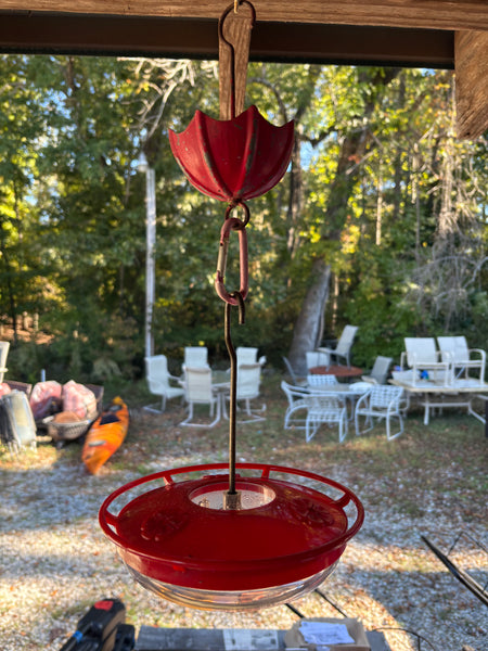 Hummingbird Feeder w/Small Bird Watering Umbrella Hanger