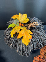 Trio of Painted Grapevine Pumpkins