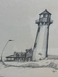 Sketch of Lighthouse in Rustic Frame - Signed Johnson 75’