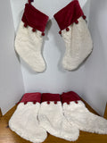 Pottery Barn Sherpa And Velvet Stocking Holder With Bells - Set Of 5
