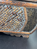 Asian Inspired Woven Bamboo & Rattan Vintage Storage Chest