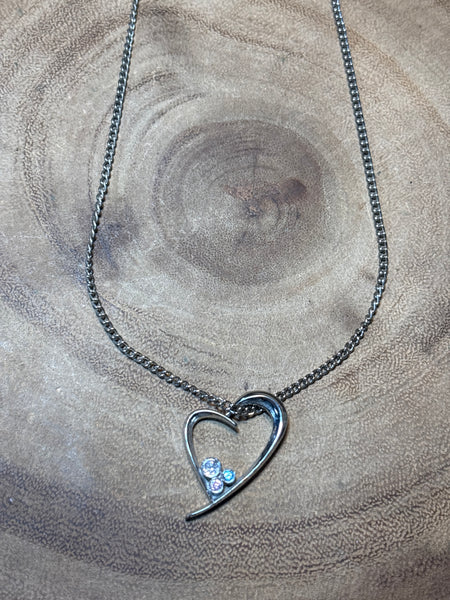 Silver Tone Necklace with Heart Pendant