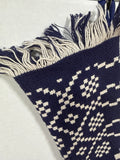 Blue And White Needlepoint Stockings With Fringe - Pair