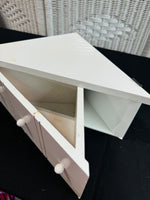 Small White Hanging Corner Shelf with Drawer