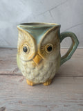 Seafoam Green Glazed Pottery Owl Coffee Mug