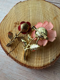 Pair of Vintage Roses Gold Tone Brooches