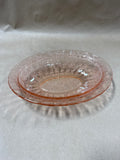 Oval Pink Depression Glass Dish Poinsettia Style