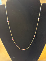 Silver Tone Necklace with Pink Beads