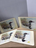 4 Piece Common Loon With Young Cork Back Placemats - Set Of 4
