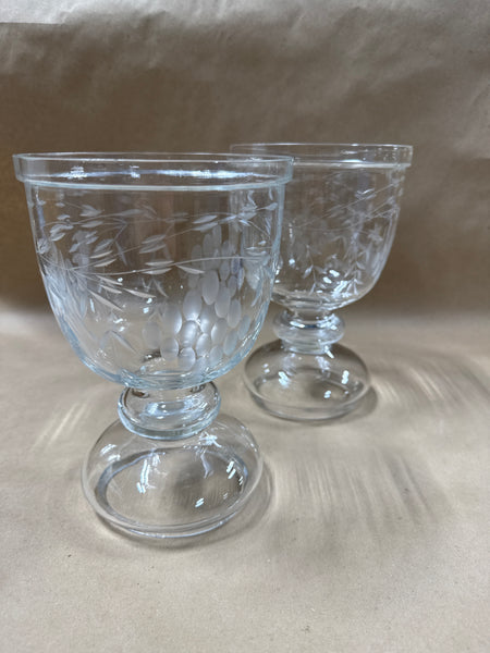 Pair Of Clear Glass Goblet Style Vase