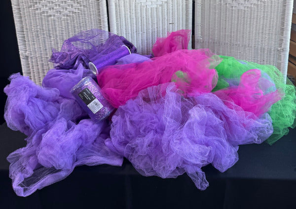 Large Bag of Assorted Jewel Tone Tulle Fabric