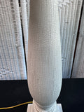 Distressed Cream Spindle Lamp with Blue Floral Shade (WORKS)