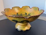 Tuscan Style Hand Painted Ceramic Pedestal Fruit Bowl