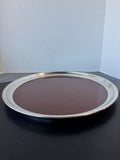 Crescent Silver Rimmed Woodgrain Formica Tray