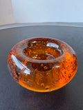 Amber Bubble Art Glass Tea Light Candle Holder