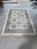 Carpet Art Deco Mosaic Motif Design Rug D, tan/blue