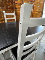 Ikea Dining Table with Leaf and  (7) Chairs, painted black & white