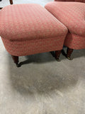 Pink/Coral Upholstered Chair with Ottoman