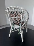 White Woven Wicker Doll Chair with Cushions