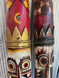 Pair of Colorful Carved African Tribal Wooden Masks