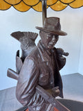 Artist Signed Tiffany Style Slag Glass & Bronze National Wild Turkey Federation Legacy Lamp (WORKS)