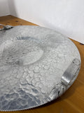 Round Hammered Floral Aluminum Tray With Handles