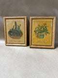 Framed Cactus Art On Tile - Pair