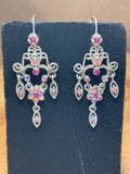 Silver Tone/Pink Earrings