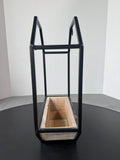 Farmhouse Style Wrought Iron & Wooden Hanging Wall Planter