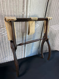 Wooden Vintage Floral Needlepoint Folding Luggage Rack