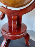 Inlaid Wood Chinese English Globe on Stand AS IS (READ DESCRIPTION CAREFULLY)