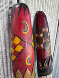 Pair of Colorful Carved African Tribal Wooden Masks