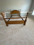 Queen Oak Bed with Rails and Slats