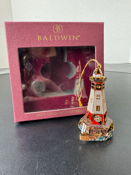 Baldwin 24KT Gold Finished Brass North Atlantic Lighthouse Ornament