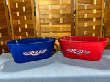Red and Blue Plastic Oval Tubs (Flag)