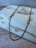 Long Gold Tone Chain Necklace with with Filigree & Solid Spheres