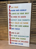 Playroom Rules on Canvas