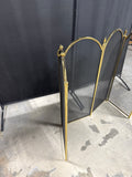 Brass & Metal Mesh Vintage 4-Panel Folding Fireplace Screen (B)